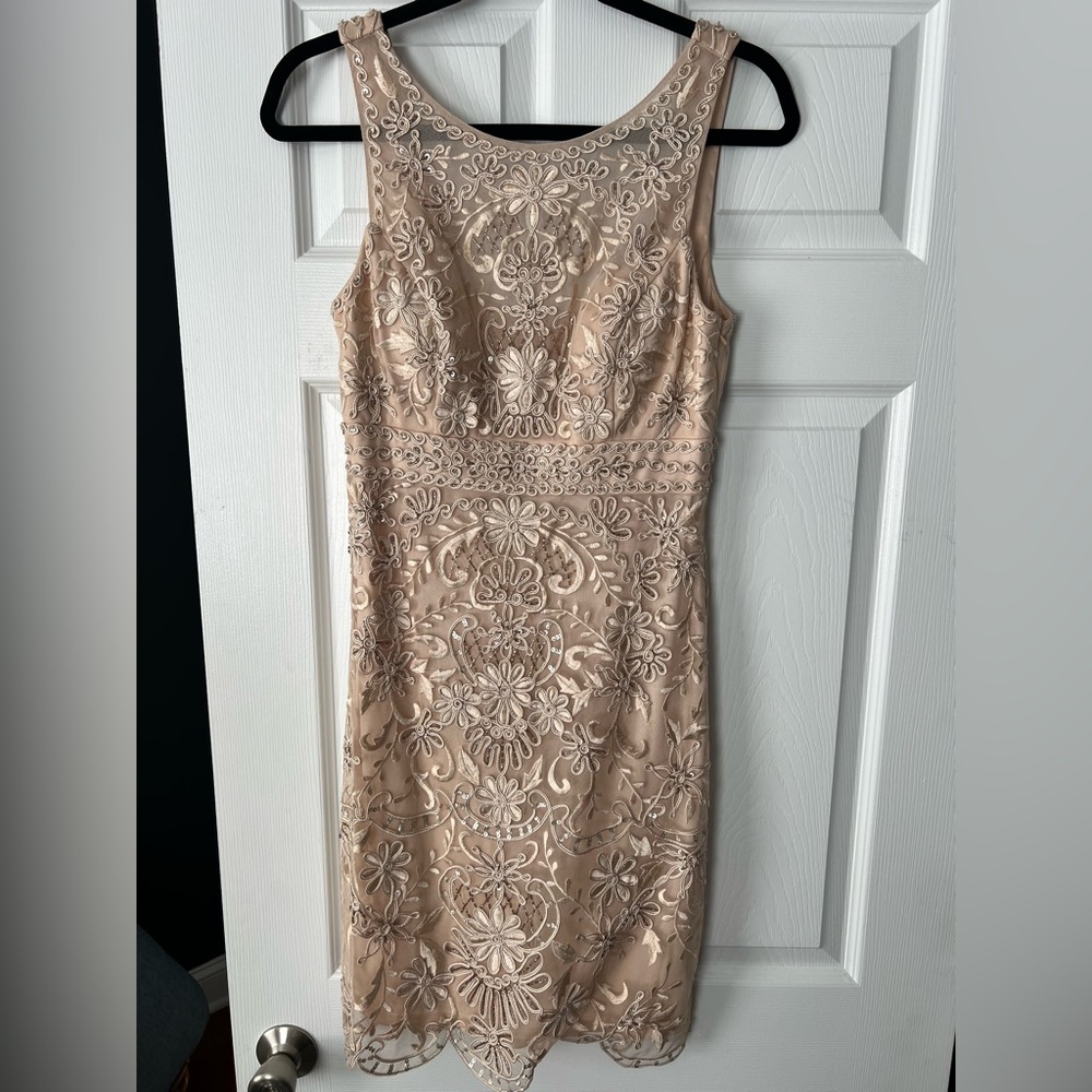 Sue Wong Floral Lace Midi Dress - Cream